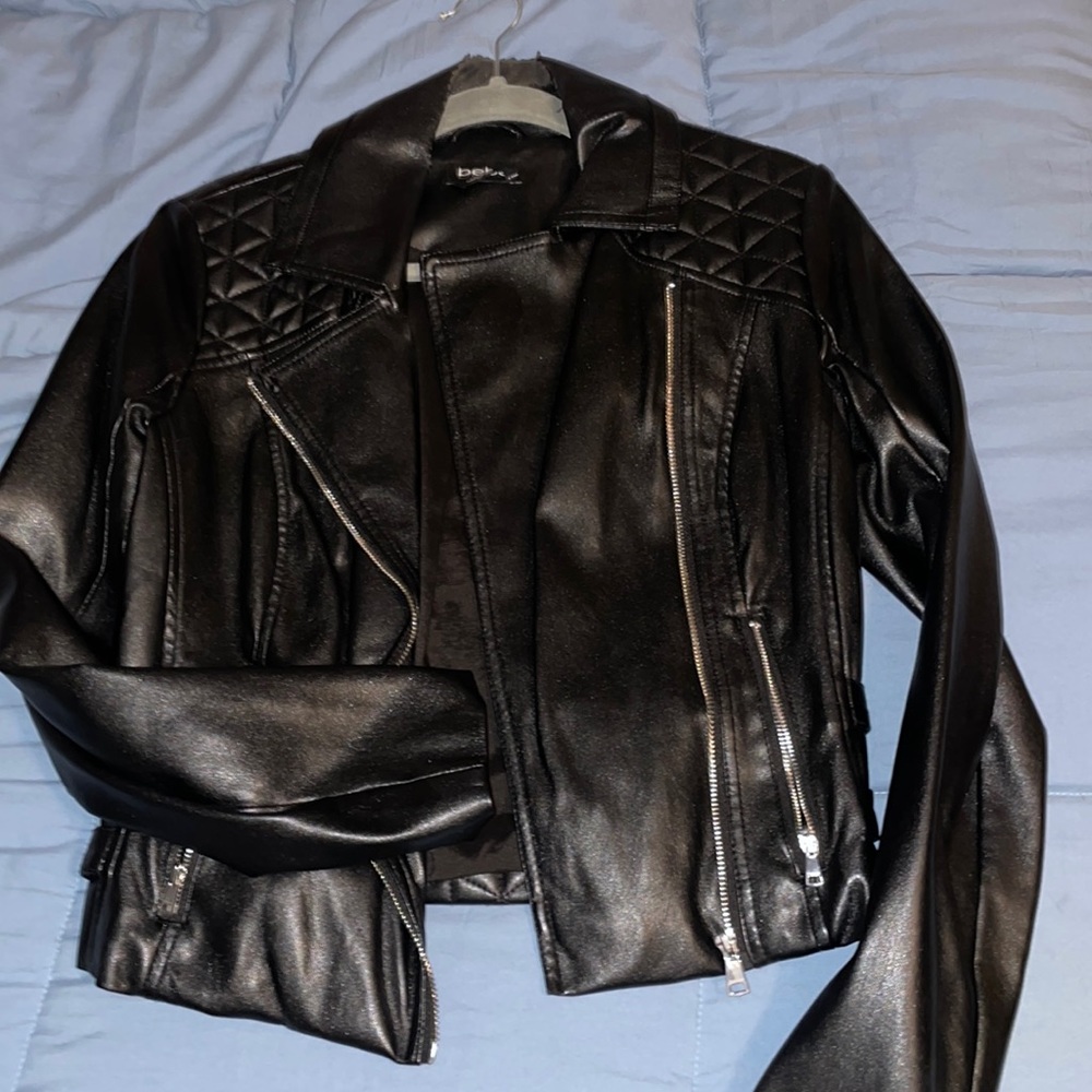 Faux leather moto jacket